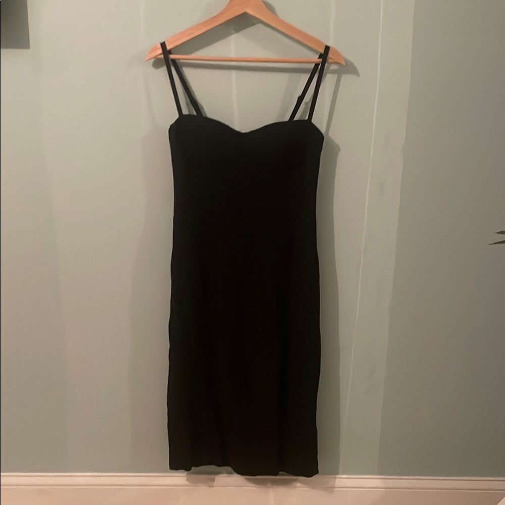 J. Crew Black Sleeveless Slip Midi Dress